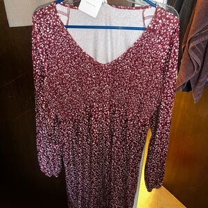 Elegant Maroon Floral Dress